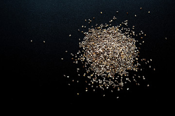 Chia seed on black background