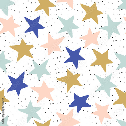 Abstract hand drawn  pattern with stars. For wrapping, wallpaper, fabric