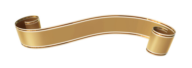 Wall Mural - curled golden ribbon banner with gold border