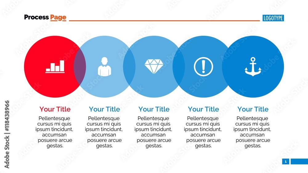 Five Step Process Chart Slide Template Stock Vector | Adobe Stock