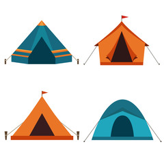 Wall Mural - collection of camping tents vector icon