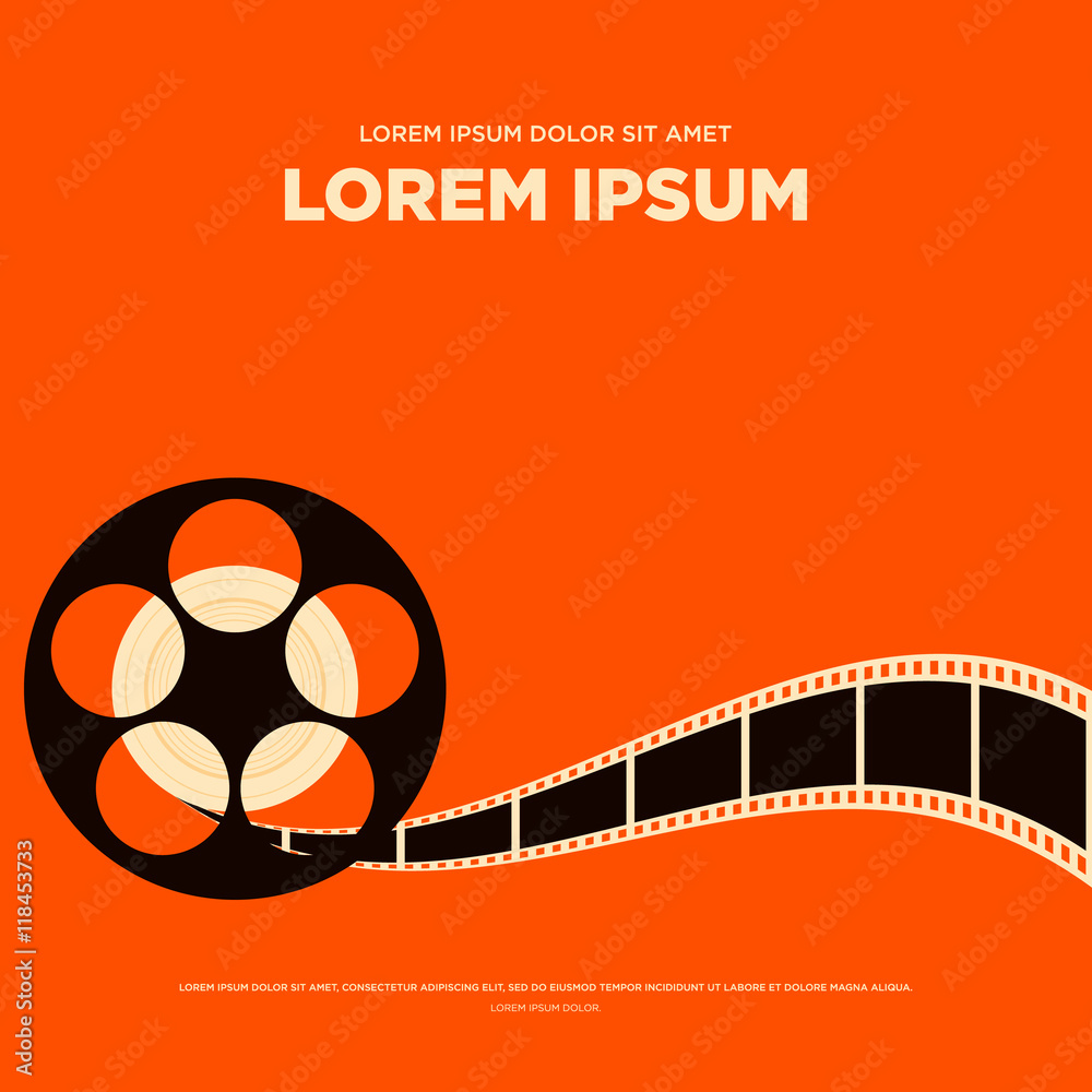 Movie film reel strip vintage poster vector illustration - obrazy, fototapety, plakaty 