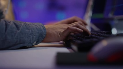 Wall Mural -  Close up on hands of unrecognizable person working on computer