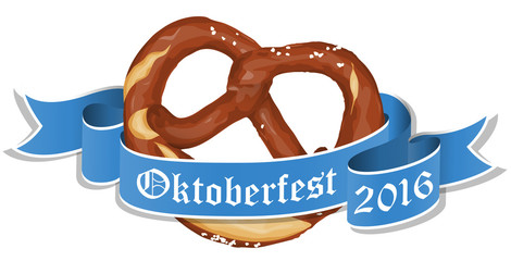 Wall Mural - bavarian pretzel with banner for Oktoberfest