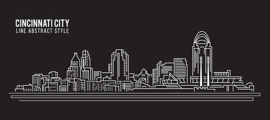 Canvas Print - Cityscape Building Line art Vector Illustration design - Cincinnati city