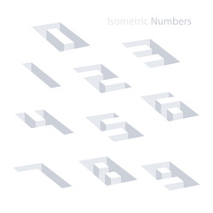 Poster - Collection of the isometric numbers. Effect Hole. Three-Dimensional elements. Vector illustration.