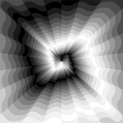 Wall Mural - Vector Illustration.Monochrome Wavy Spirals Expanding from the Center. Gently Shimmering from Dark to Light Tones. Optical Illusion of Perspective and Volume.