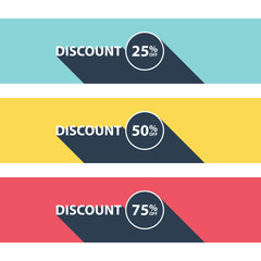 Poster - Set of discount banners. Business concept with text discount and long shadow. Discount tags. Special offer. Sale sign. Vector illustration.