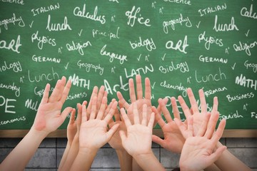 Poster - Composite image of people raising hands in the air