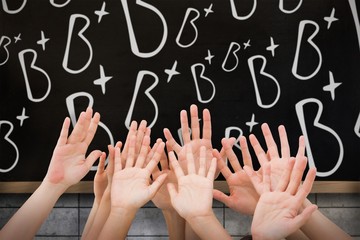 Poster - Composite image of people raising hands in the air