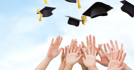 Poster - Composite image of people raising hands in the air