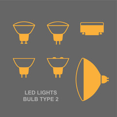 LED Light bulbs PRO type 2 icon set in orange