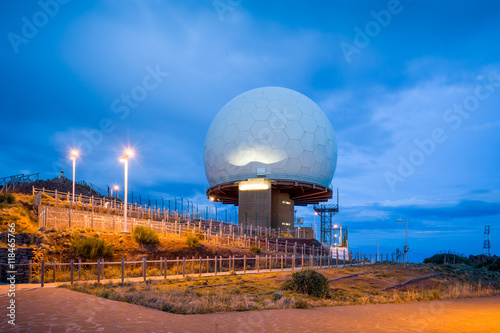 Poster Night view of radar at Pico do Arieiro, Madeira island.
