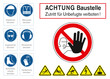 Warning sign for construction site in German language