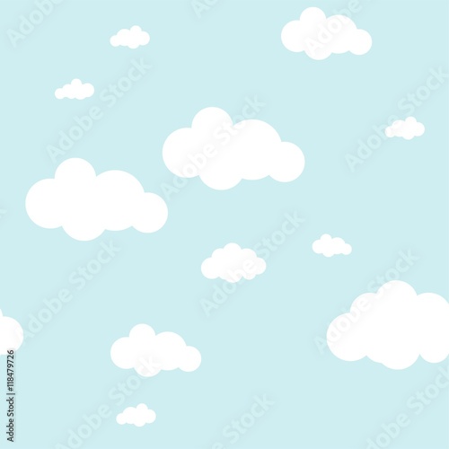Blue sky with clouds, vector seamless background - Buy this stock