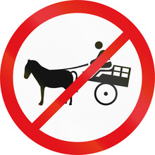 Road Sign Used In The African Country Of Botswana - Animal-drawn Vehicles Prohibited