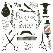 Vintage Barber Shop Objects Collection