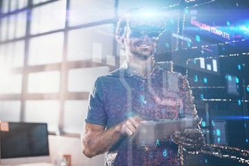 Poster - Composite image of blue and red technology interface
