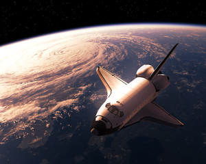 Poster - Space Shuttle Orbiting Planet Earth