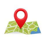 Fototapeta Tulipany - Vector map icon with Pin Pointer. Flat style