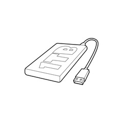 Poster - External hard drive 1tb icon in outline style isolated on white background. Memory symbol