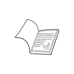 Poster - School diary icon in outline style isolated on white background. Study symbol