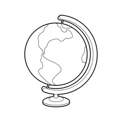 Poster - Globe icon in outline style isolated on white background. Geography symbol