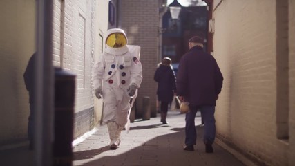 day in the life of a spaceman - funny montage of astronaut experiencing earth