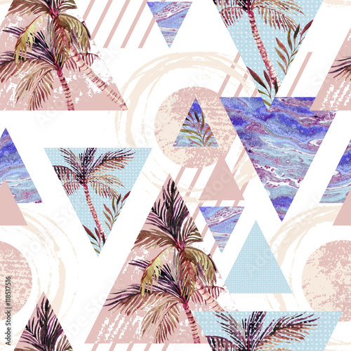 Obraz w ramie Abstract summer geometric seamless pattern.