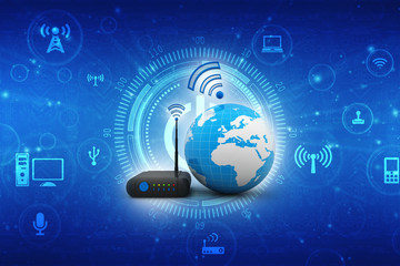 Poster - 3d rendering Transmitter WiFi network
