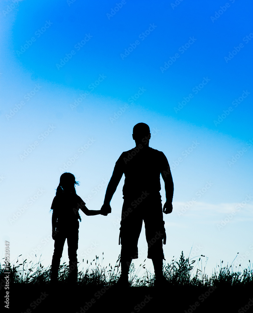 silhouette father and daughter holding hands Stock Photo | Adobe Stock