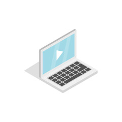 Wall Mural - Video movie media player on the laptop icon in isometric 3d style on a white background