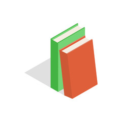 Poster - Two books red and green icon in isometric 3d style on a white background