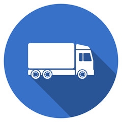 Poster - Flat design blue truck web vector icon