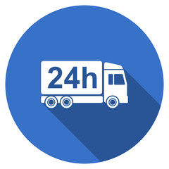 Poster - Flat design blue delivery web vector icon