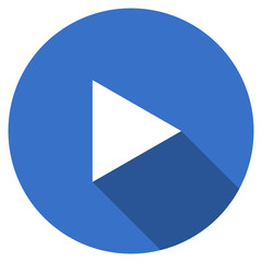 Poster - Flat design blue round web play  vector icon
