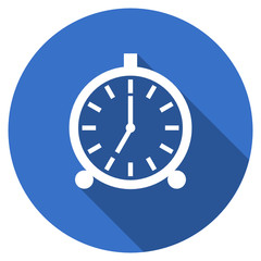 Poster - Flat design blue round web alarm clock vector icon
