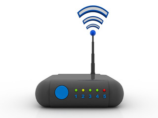 Poster - 3d rendering Transmitter WiFi network
