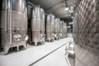 Metal tanks for wine fermentation at the manufacture