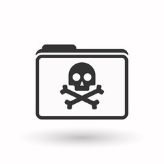 Canvas Print - Isolated  line art  folder icon with a skull