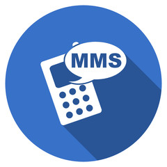 Poster - Flat design blue round web mms vector icon