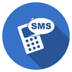 Poster - Flat design blue round web sms vector icon