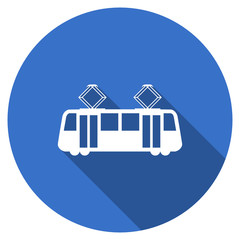 Poster - Flat design blue web tramway vector icon