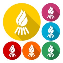 Sticker - Bonfire. Single flat icon on the circle. Vector illustration