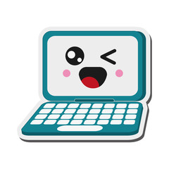 Wall Mural - flat design kawaii laptop icon vector illustration