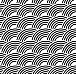 Poster - Black and white circles seamless background. Clipping mask is used.