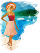 Women's magazine summer illustration about vacation, Mediterranean cruise, traveling and holidays.