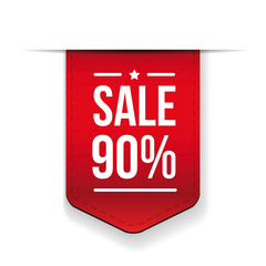 Sticker - Sale 90% off banner red ribon