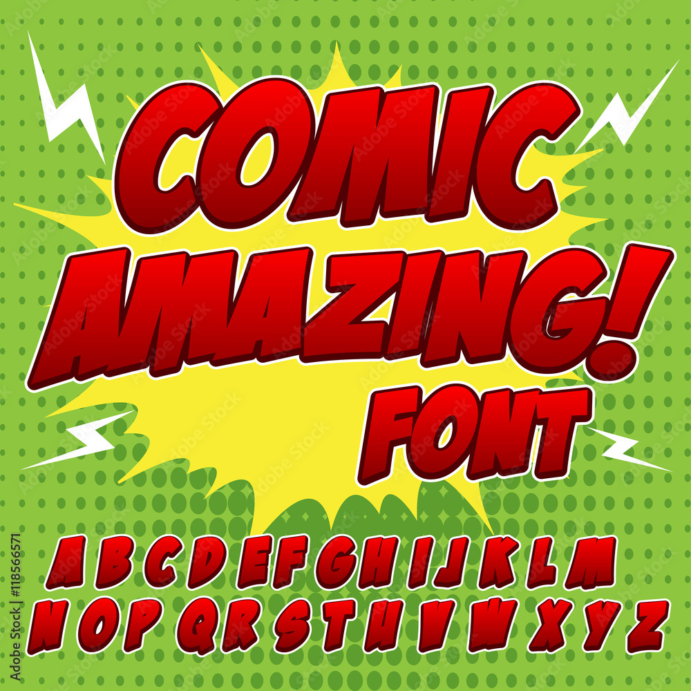 Alphabet collection set. Comic pop art style. Light color version ...