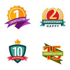 Wall Mural - Happy birthday badges vector icons